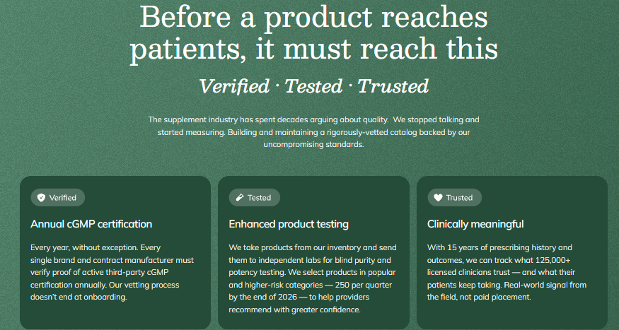 Fullscript product quality information: verified, tested, trusted